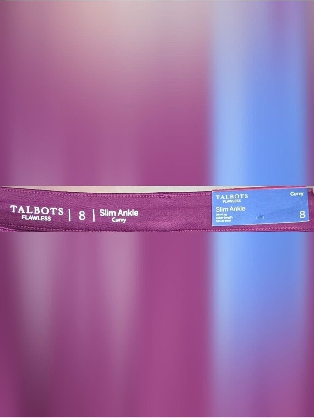 Talbots Flawless Slim Ankle Curvy Pants Size 8 Burgundy Wine Stretch - Picture 12 of 12